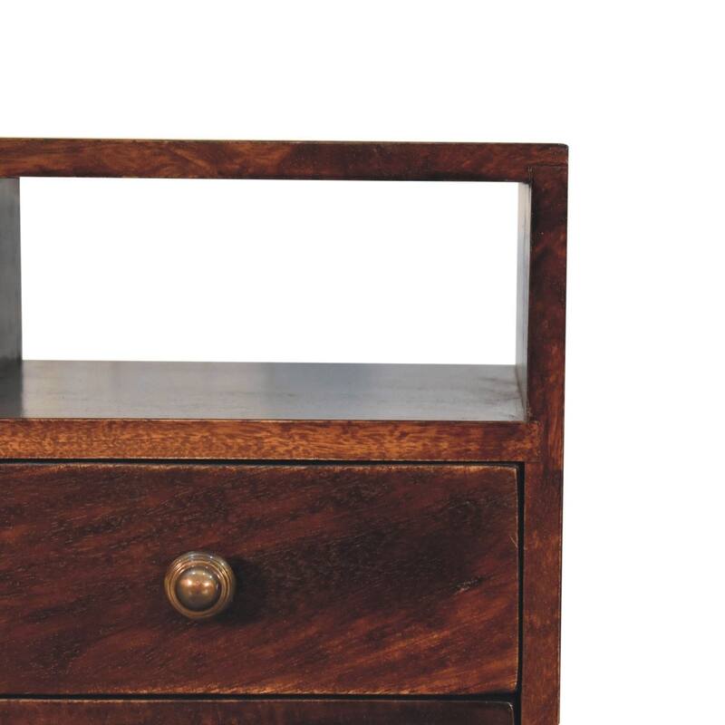 HomeRoots 20" Walnut Solid Wood Square Two Drawer Nightstand