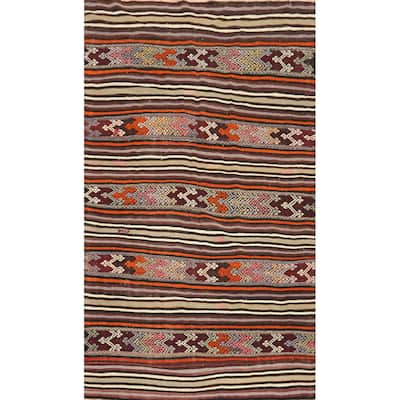 Hand Woven Oriental 100% Wool Carpet Southwestern Tribal Multi-Colored Kilim Area Rug - 7' 4'' X 4' 7''