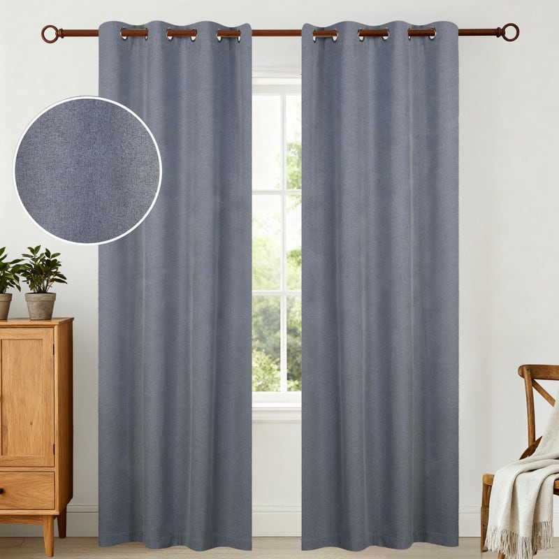 Superior Neal 100% Blackout Grommet Curtains, Set of 2 Panels - 52" x84" - Grey