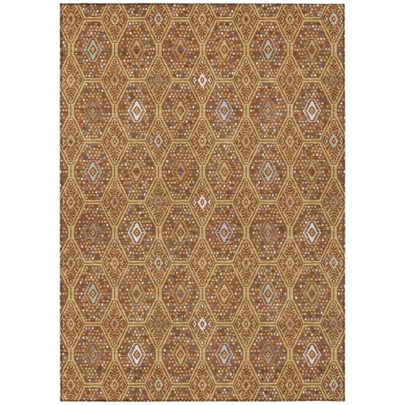 Machine Washable Indoor/ Outdoor Modern Hexi Chantille Rug