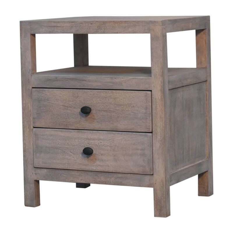 Artisan Furniture Solid Wood Acid Wash 2 Drawer Open Bedside