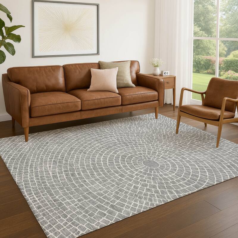 Machine Washable Indoor/ Outdoor Modern Gravity Chantille Rug