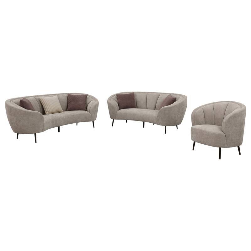 Ellorie Upholstered Curved Sofa Set Beige - 3 Piece