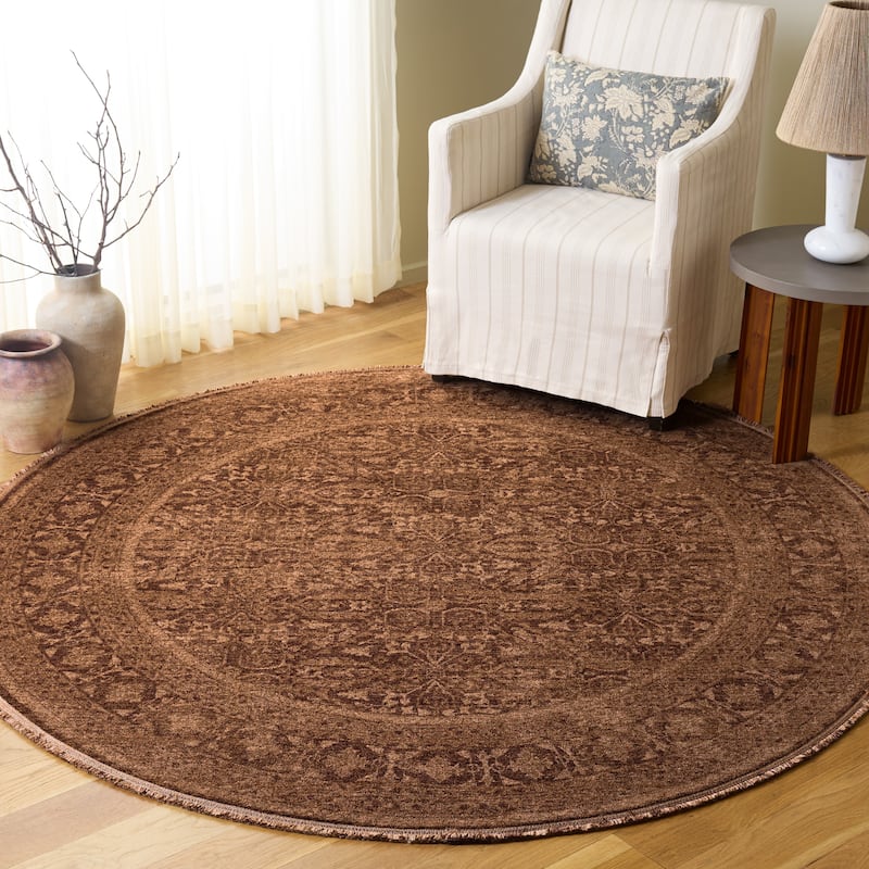 SAFAVIEH Vintage Overdye Noortje Rug - 5' Round - Brown