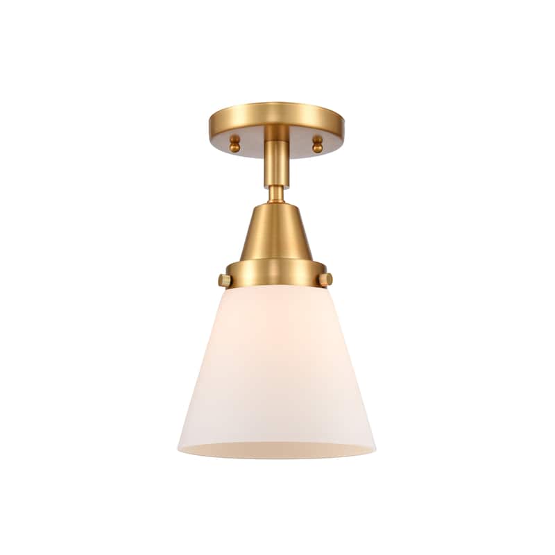 Innovations Lighting Caden Cone - 1 Light 6" Flush Mount - Satin Gold/Matte White
