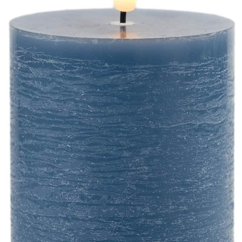 Set of Two Blue Flameless Pillar Candles