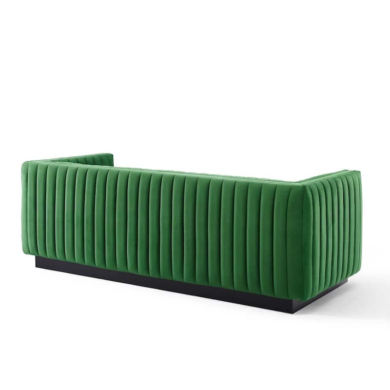 Silver Orchid Rosar Channel Tufted Velvet Sofa