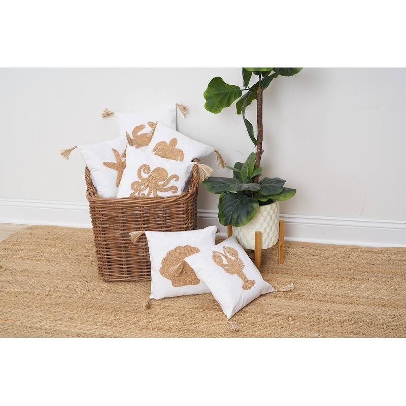 Seastar Handmade Wood Beaded Pillow