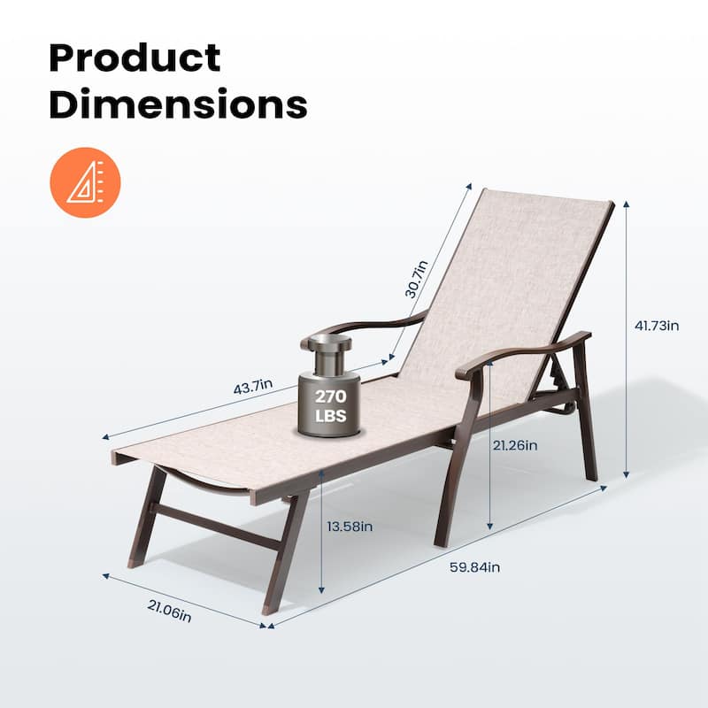 Pellebant 2PCS Patio Aluminum Adjustable Chaise Lounge Chair - N/A