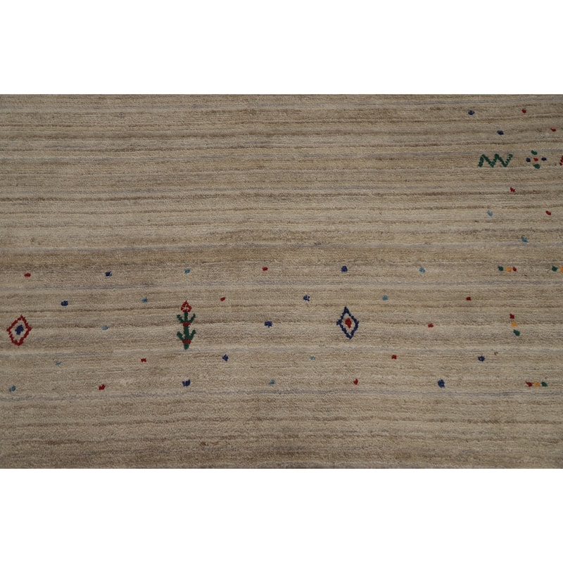 Hand Knotted Oriental Viscose Silk Carpet Tribal Animal Pictorial Beige & Ivories Gabbeh Area Rug - 9' 10'' X 10' 1''