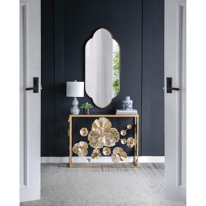 22.4" x 1" x 48" Champagne Gold Decorative Wall Mirror with Notched Edges