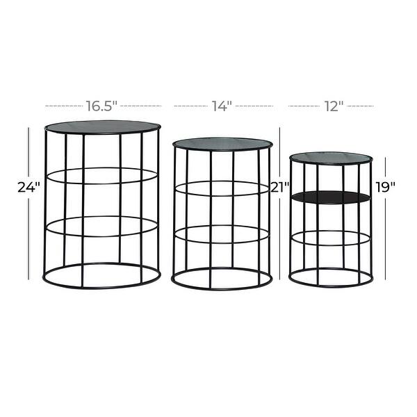 Black Iron Contemporary Accent Table (Set of 3) 17 x 16 x 24Round