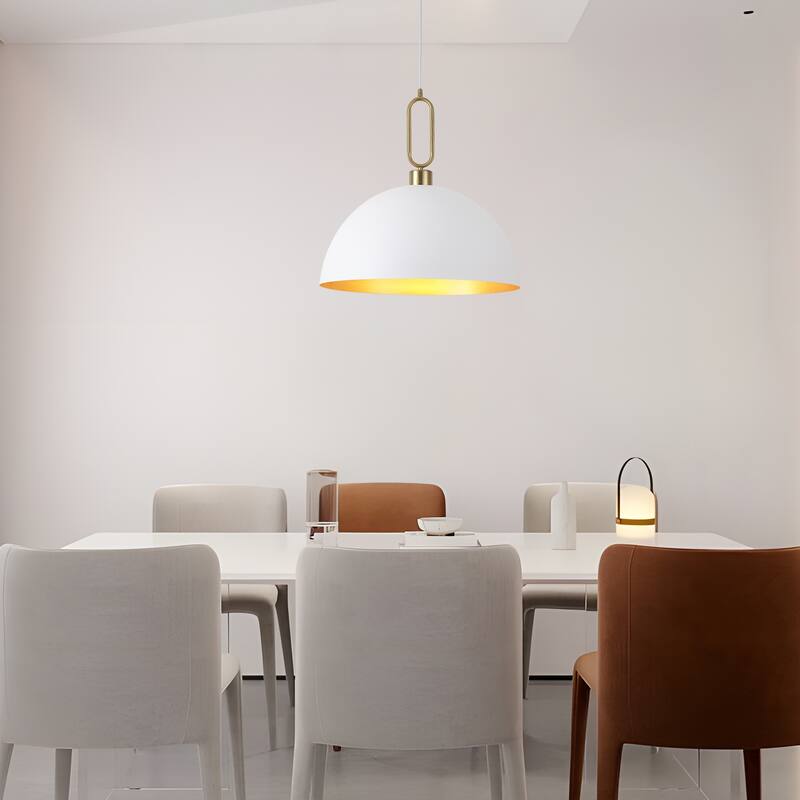 Industrial 1-Light 23.6" Metal Dome Pendant Light for Kitchen Island Dining Room