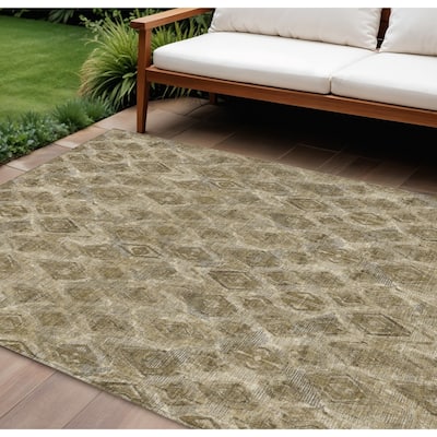 HomeRoots Geometric Traditional Rectangle Outdoor Rug