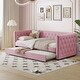 preview thumbnail 27 of 37, Velvet Tufted Daybed with Trundle, Rivet Design, Twin Size Pink - Twin