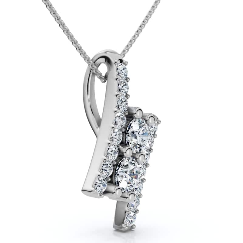 1/2Ct Two Stone Diamond Pendant Gold Necklace Lab Grown 18" Lab Grown