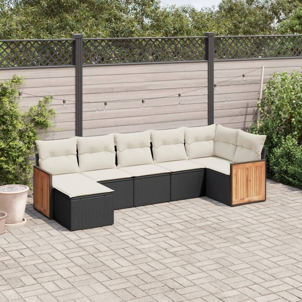 vidaXL Patio Sofa Set with Cushions Outdoor Conversation Furniture Poly Rattan