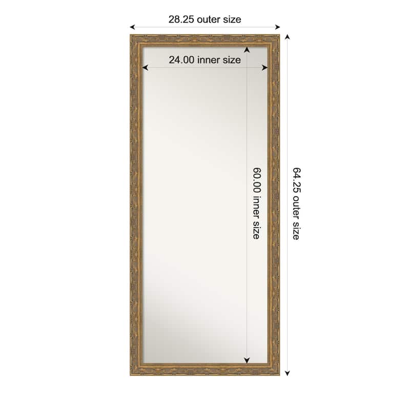 Filigree Non-Beveled Framed Full-Length Floor Leaner Mirror - 28 x 64 in - Filigree Gold