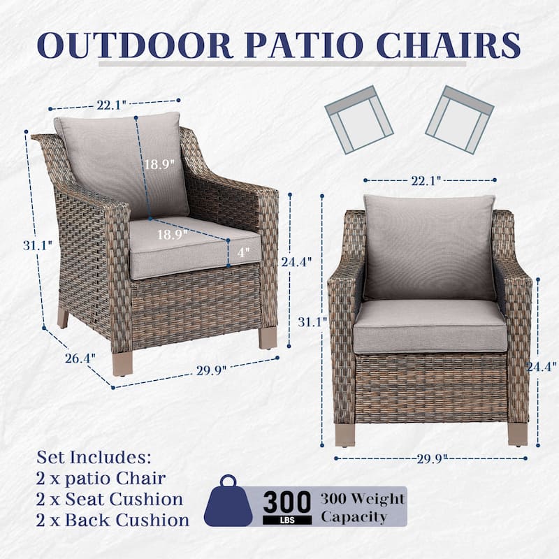 Gymojoy Outdoor Wicker Patio Chairs Set of 2 with Cushions