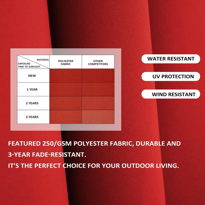 9 X 11 FT Outdoor Patio Cantilever Umbrella with Solar Lights All-Weather Wheeled Base Double Canopy 360 Rotation Tilt