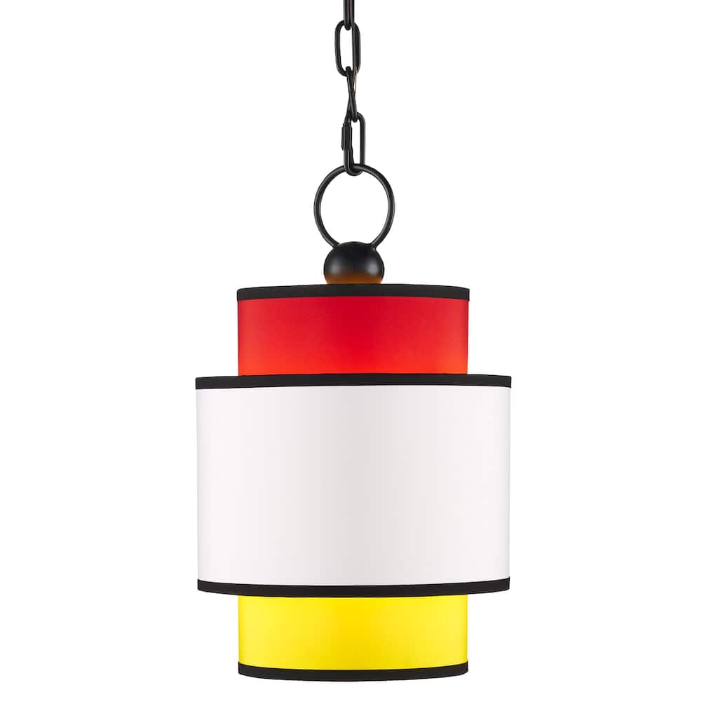 Currey & Company Mathias Pendant - Multi-Color/Satin Black - 17"h x 10"dia