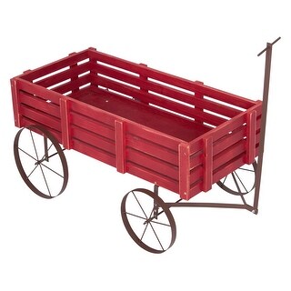 Shine Outdoor Wooden Wagon Planter 51" x 16" x 21"