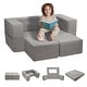 preview thumbnail 3 of 19, Kids Couch, Toddler Couch Sofa Bed, Kids Chair Seat Playroom Furniture, Child Sectional Sofa 4Pcs - Grey