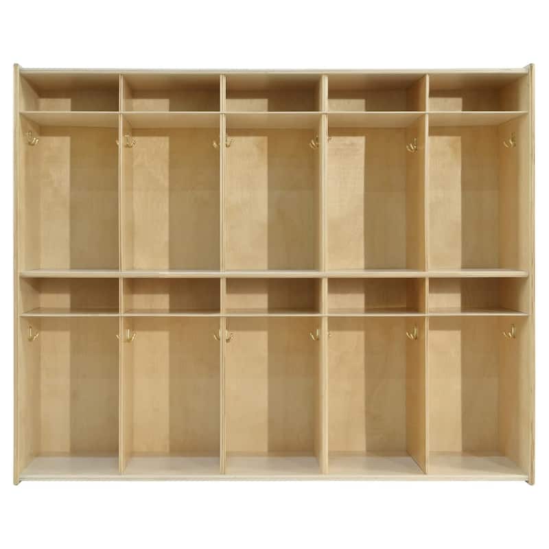 Contender Kids 10 Section Coat Locker With Dual Hooks, Multi Storage Organizer, Cubby Shelves for Daycare, Montessori - 58"