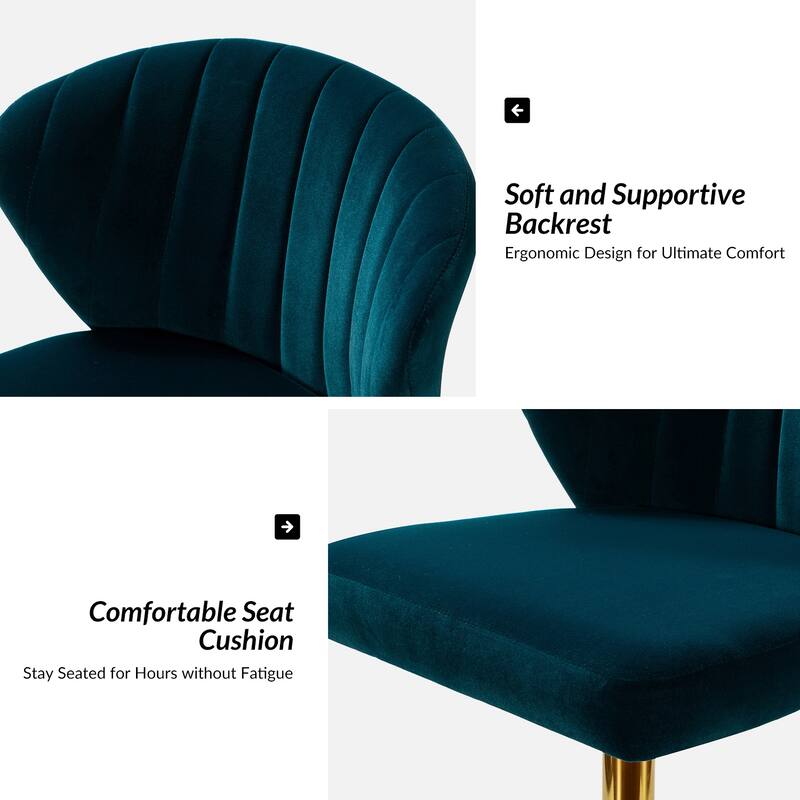 Ilia Modern Velvet Wingback 360 degree Ergonomic Office Task Chair with Channel Tufted Back by HULALA HOME