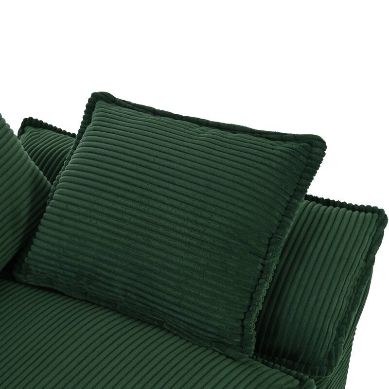 Modern Curved Corduroy Sofa with Decorative Throw Pillows, Plush, Sturdy, and Comfortable Couch for Living Room, Bedroom
