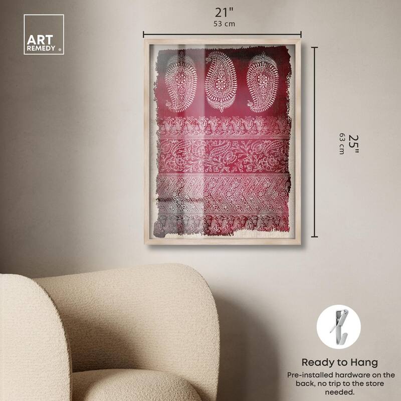 Burgundy Stamps Shadowbox by Art Remedy