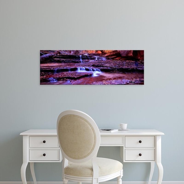 Easy Art Prints Panoramic Image 'Stream flowing through rocks, North Creek, Zion National Park, Utah, USA' Canvas Art