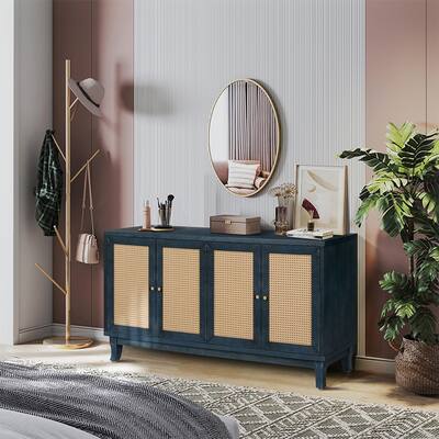 Accent Storage Cabinet with rattan 4 Doors