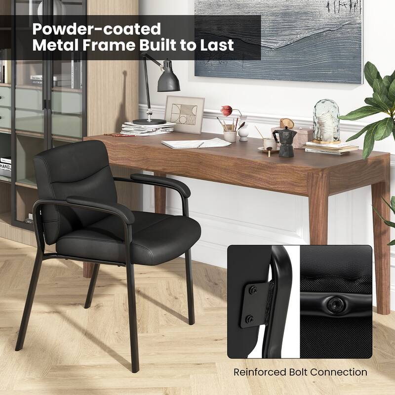 Gymax Set of 10 Waiting Room Chair No Wheels w/ Padded Armrests Guest