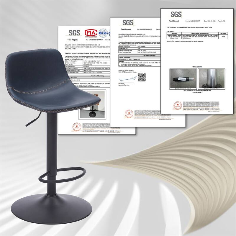 Modern PU Leather Swivel Bar Stools with Back Support (Set of 2)