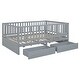 preview thumbnail 106 of 118, Roomfitters Twin Size Wood Daybed with Fence Guardrails, 2 Storage Drawers, Convertible Floor Bed, and Built-In Shelving
