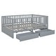 preview thumbnail 87 of 118, Wood Cribs Convertible Toddler Bed with Fence Guardrails and 2 Drawers Split into Independent Floor Bed and Daybed Slat Support