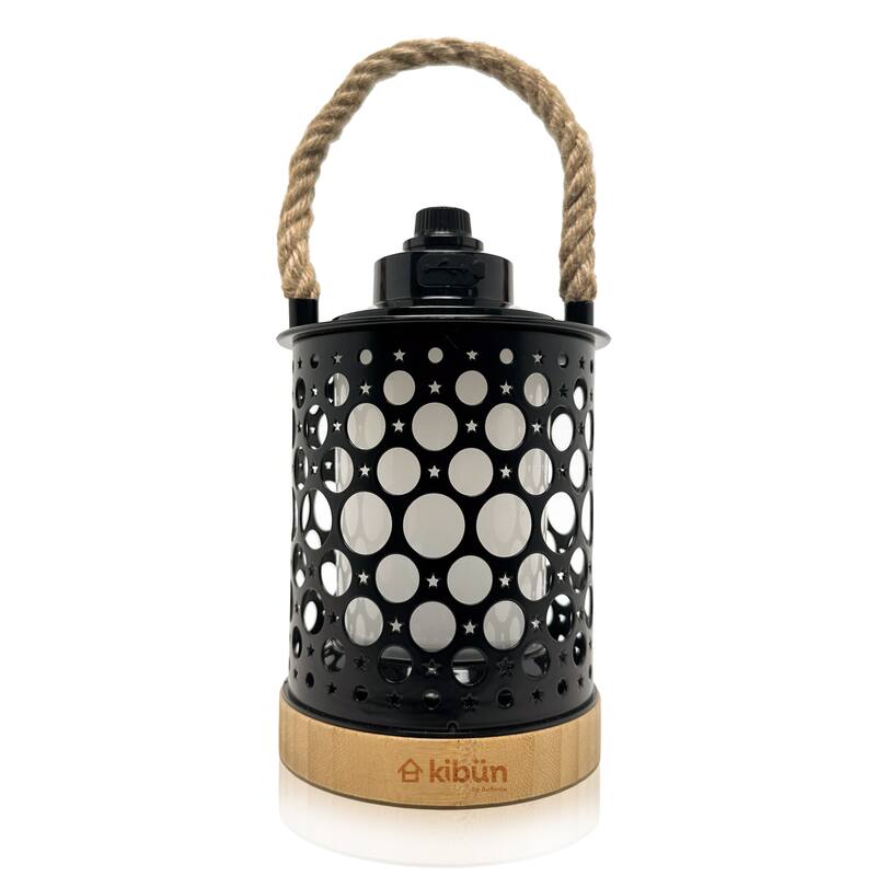 Kibun by Bulbrite Stargaze Cordless LED Outdoor Table Lamp with Dimmer, 3-Level Brightness with Dual Power Source - Black