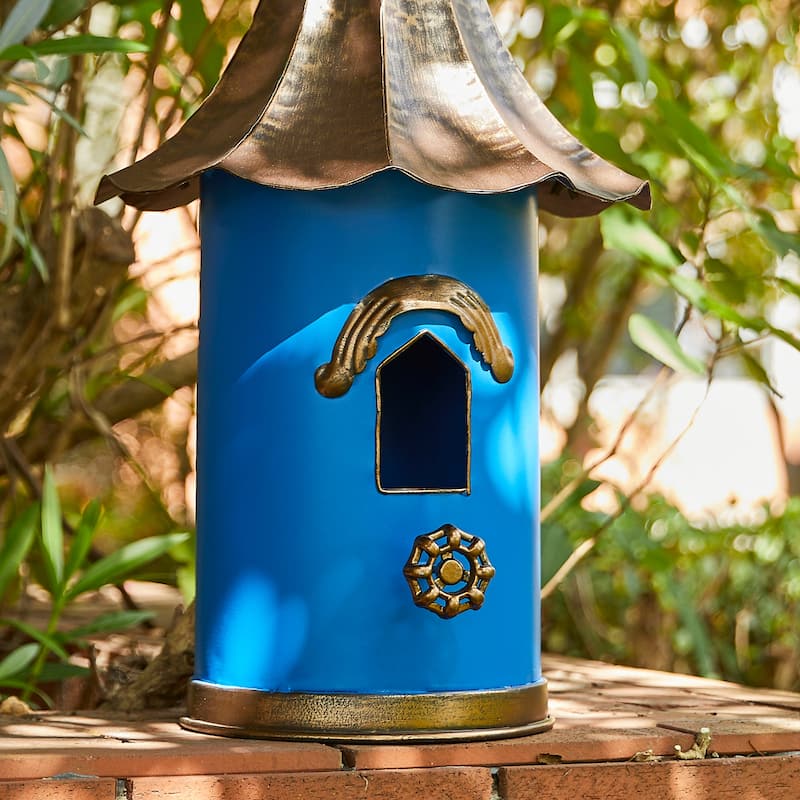 Glitzhome 32"H Farmhouse Retro Metal Pagoda Birdhouse with Bronze Roof