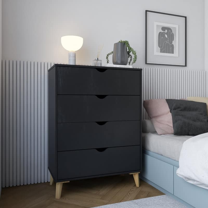 Mid Century Modern Tall 4-Drawer Dresser