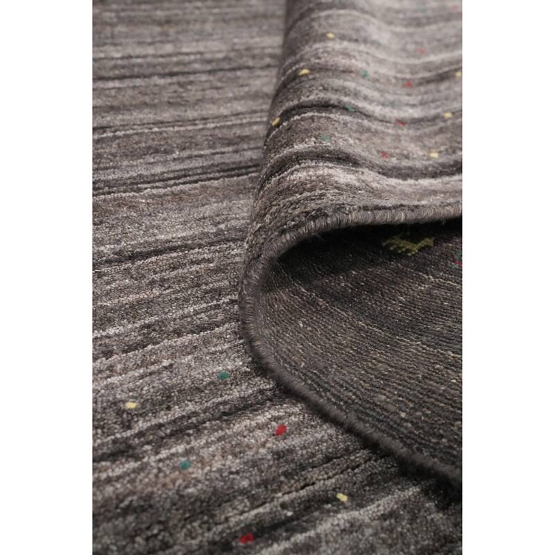 Hand Knotted Oriental Viscose Silk Carpet Tribal Animal Pictorial Greys & Charcoal Gabbeh Area Rug - 12' 0'' X 9' 0''