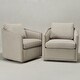 preview thumbnail 159 of 165, KINWELL 31"W Oak Frame Upholstered Swivel Barrel Armchair