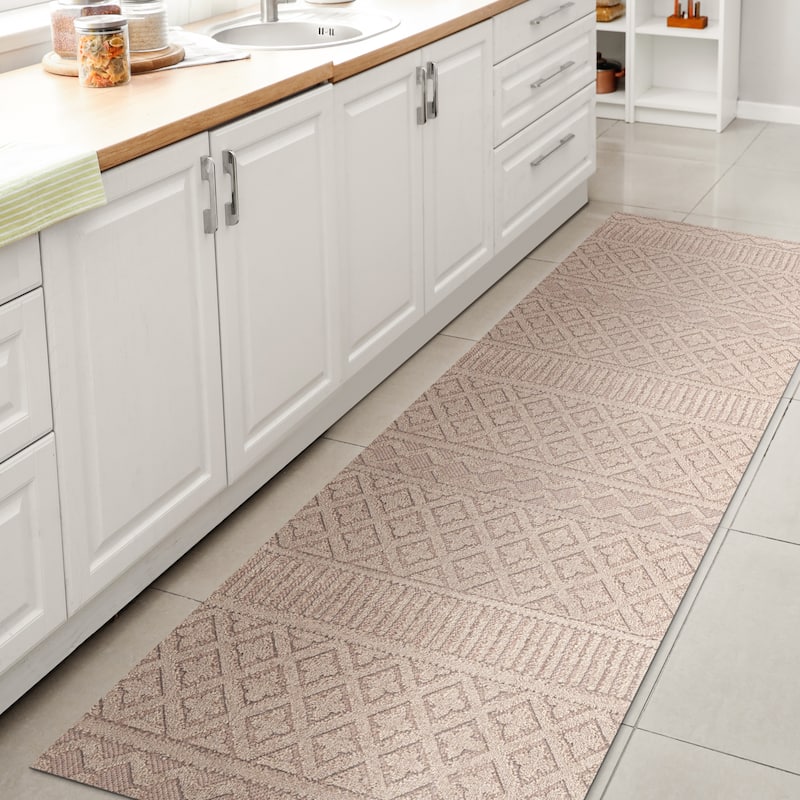 JONATHAN Y Duenas High-Low Two-Tone Monstera Leaf Area Rug