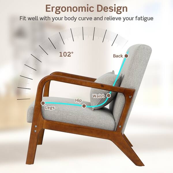 dimension image slide 0 of 4, Costway 1PC/2PCS Modern Accent Chair Leisure Armchair with Rubber Wood - See Details