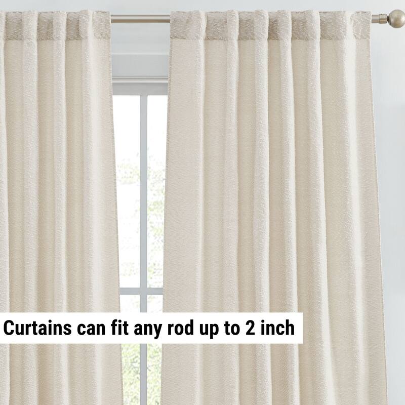 HLC.ME Easton Jacquard Slub Texture - Privacy Curtains with Back Tab Rod Pocket Lightweight Window Curtains Panels, Set of 2