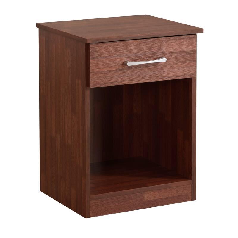 Cherry Nightstand with Warm Finish, 24x18x16 Compact Bedside Table for Bedroom Organization and Daily Essentials