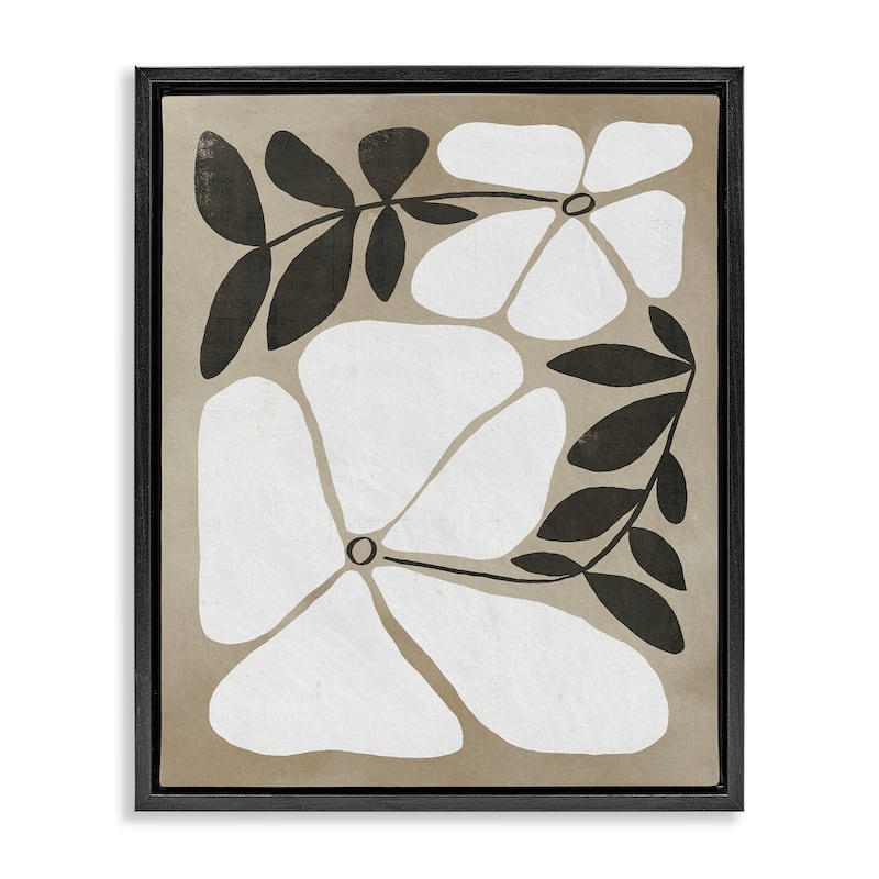 Stupell Oblong Boho Flowers Framed Floater Canvas Wall Art Design By Victoria Barnes - 25 x 31 - Black