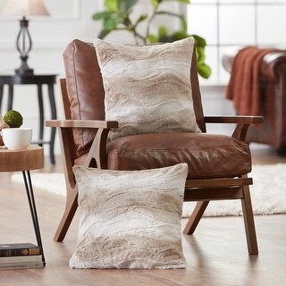 Chanasya Faux Fur Embossed Falling Leaf Throw Pillow Cover (Set of 2)