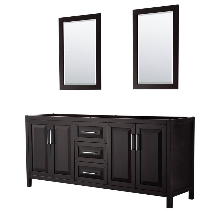 Wyndham Collection Daria 79" Double Free Standing Vanity Cabinet - - Dark Espresso / Polished Chrome Hardware
