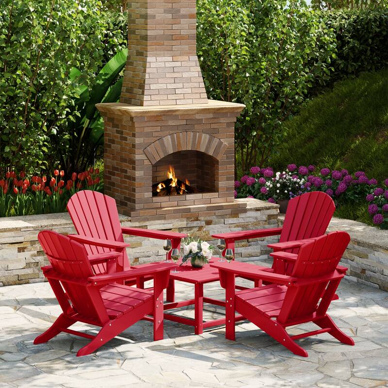 Altura Outdoor 5-Piece Adirondack Chair With Square Coffee Table Conversation Set